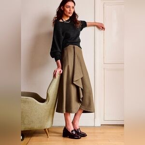 Vanessa Bruno Wool Blend Florida Maxi Skirt in Khaki Size 8 NWT $475